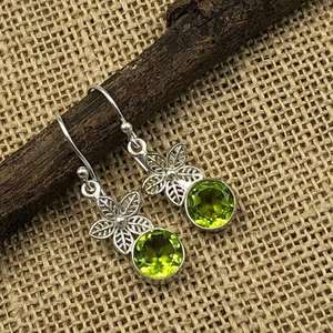 Pendientes de Pirámide con Cuentas de Prehnita, Piedra Hidro, Plata de Ley, Chapados en Oro/Plata, 6x8mm, Vintage, Certificados por IGI - Product Image 2