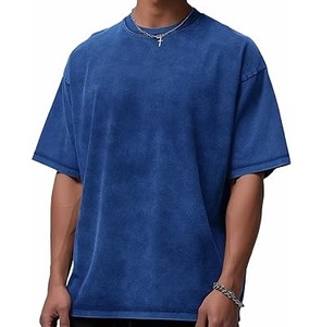 T-shirt de couleur rose pour homme avec logo privé personnalisé T-shirts délavés à l'acide T-shirt vintage à manches courtes et coupe ample avec épaules tombantes en pierre oversize - Product Image 5