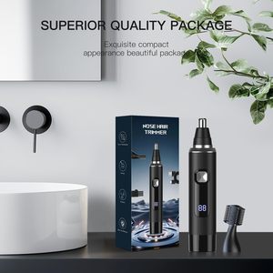 Tondeuse à sourcils et poils du visage rechargeable 2-en-1 professionnelle pour femmes et hommes, tondeuse à poils du nez et des oreilles USB portable puissante et indolore - Product Image 1
