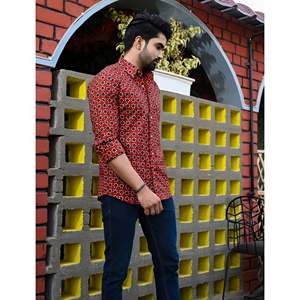 Chemise décontractée 100 % coton imprimée pour homme, manches longues, motifs floraux et pois, tissu popeline Oxford respirant, taille XL, offre ODM - Product Image 3