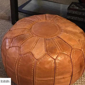 Leather Pouf Cover Handmade Footstool Poufs for Living Room Ottoman Foot <b>Stool</b> <b>Storage</b> Solution for Home Decor and Bedroom - Product Image 2