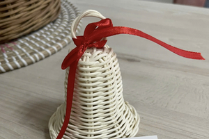 Handcrafted Rustic Vietnam Wicker Rattan Christmas Ornament Set Eco Friendly Holiday <b>Tree</b> Decoration Seasonal Craft Decor - Product Image 3