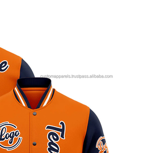 Veste universitaire Letterman MCACVJ-155 personnalisée laine et cuir avec col montant et broderie OEM avant pour marque promotionnelle - Product Image 4