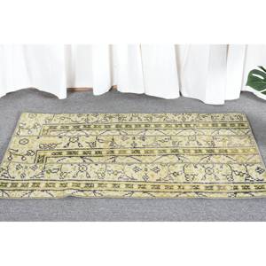 Alfombra tradicional de lana amarilla de 1,8x3,2 pies, alfombra rectangular de retazos turcos para sala de estar, entrada, pasillo, técnica de tejido de látex - Product Image 3