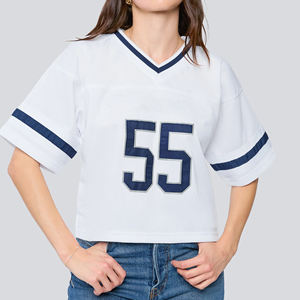 Tops Cortos Cuadrados Personalizados para Mujer, Talla Grande, Transpirables, de Malla de Poliéster, Estilo Retro de Fútbol Americano - Product Image 5