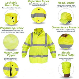 Vêtements de travail réfléchissants veste de sécurité veste de sécurité imperméable vêtements vêtements veste de sécurité pour hommes fabriqués par la robe de sport - Product Image 5