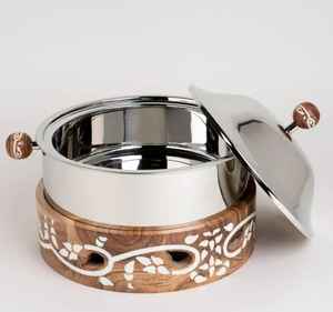 New Casserole <b>Food</b> <b>warmer</b> Ramadan Special Wooden Base Handmade Design <b>Server</b> Casserole Pot For Party <b>Buffet</b> Wedding Hotel Usage - Product Image 3