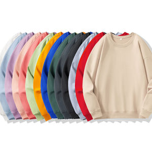 High Quality 600gsm Blank Heavy Fleece <b>Neutral</b> Round Neck Drop Shoulder Sweatshirt Custom logo Men's Sweatshirt - Product Image 1