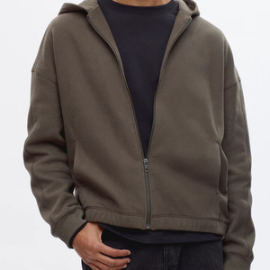 Sudadera con capucha personalizada con cremallera, 100% algodón, sudaderas con capucha para hombre, sudaderas de felpa con cremallera completa. - Product Image 3