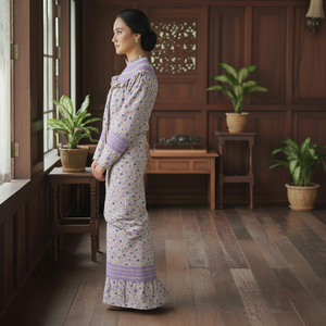 ชุดบาจู คูรุง ปักลายวินเทจ เป็นมิตรกับสิ่งแวดล้อม ลายเรขาคณิต ชายกระโปรงยาว ผ้าใยโพลีเอสเตอร์ มีสินค้าในสต็อก - Product Image 1