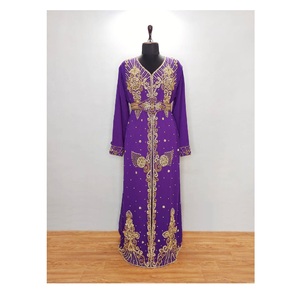 Caftan marocain violet luxueux vêtements traditionnels modestes pour les femmes fabriqués sur mesure en Inde Hijab respirant à l'épreuve du soleil ODM approvisionnement - Product Image 1