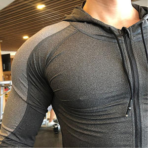 Más elegante hombres algodón Jersey músculos cremallera gimnasio desgaste sudaderas con capucha para la venta hombres elegante ajustado gimnasio ejercicio sudaderas con capucha - Product Image 5