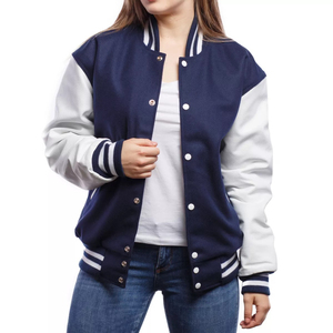 Cheap Price Top Trending OEM KATBROS INDUSTRY Women's Casual Long Sleeve Varsity Bomber <b>Jacket</b> Breathable Windproof Woolen - Product Image 2