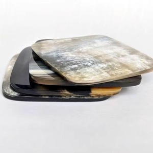 Natural Buffalo Horn <b>Table</b> <b>Coasters</b> Handmade Rustic Drink Accessories High Quality - Product Image 3