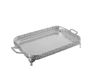 Plateau de service en métal plaqué argent Plateau de table Aliments Fry Fruits Chocolat Cadeaux Plateau peu coûteux Plateau en acier inoxydable fait à la main - Product Image 1