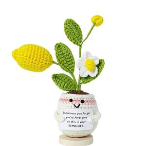 Flor de ganchillo multicolor de tulipán y girasol en maceta, transfronteriza, para muñecas de peluche, con energía positiva - Product Image 5