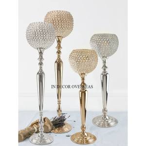 Customized Color And Size Available Heavy Duty Metal Base <b>Stand</b> For Clear <b>Glass</b> Crystal Beaded Wedding Decoration Candle <b>Holder</b> - Product Image 4