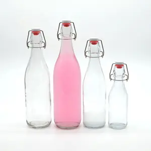 Juice Recycled Bottle Glass Swing Top Bottles Empty Suppliers Bottles for Liquor Beer Beverage Glass 250ml 500ml 1000ml 750ml