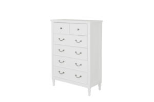 Commode moderne à 6 tiroirs Finley Commode en blanc Double rangement pour chambre à coucher avec un design élégant en bois - Product Image 2