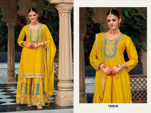NOUVELLE COLLECTION SALWAR KAMEEZ EN TISSU CHINON LÉGER avec DUPATTA TOP Réversible Tenue décontractée pour les fêtes - Product Image 2