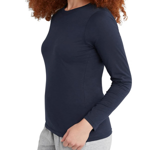 Camisetas deportivas de manga larga a la moda para mujer, algodón liso transpirable, invierno, otoño, de talla grande con cuello cómodo - Product Image 6