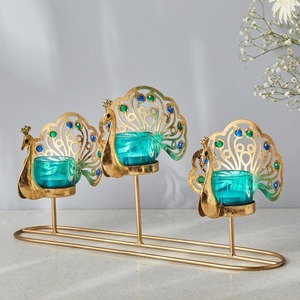 Portavelas de metal con diseño de pavo real, otros candelabros elegantes, linternas y para decoración del hogar - Product Image 1