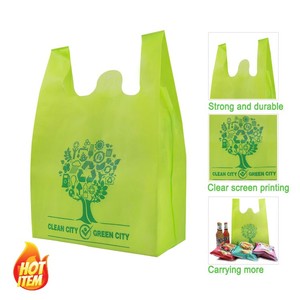 Vente en gros de sacs d'épicerie réutilisables sac de transport de gilet pliable en nylon écologique personnalisé sacs de supermarché personnalisation du support - Product Image 5