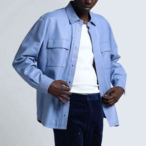 Waterproof Latest Design New Quality Men <b>Leather</b> <b>Shirt</b> Long Sleeve Outdoor Wear Plain Design Men <b>Leather</b> <b>Shirt</b> - Product Image 2