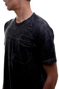 Premium 300 Gsm Camiseta vintage de cuello redondo de gran tamaño para hombre Camiseta personalizada de alta calidad de punto lavado patrón sólido Puff Technique - Product Image 4