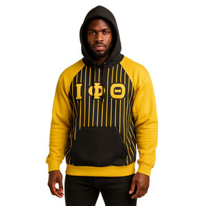 Sweat à capuche Iota Phi Theta noir avec rayures dorées, vêtements de fraternité grecque, personnalisé Divine Nine HBCU - Product Image 1