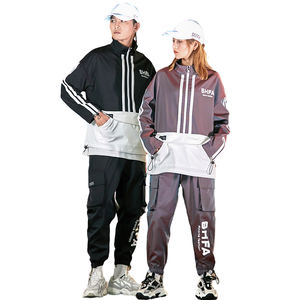 Streetwear deux pièces unisexe écologique pour hommes combinaison de survêtement avec veste de loisir pantalon Hip Hop Harlan survêtement unisexe - Product Image 1