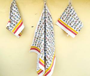 Juego de 3 toallas de baño hechas a mano, hermoso pequeño camello impreso, juegos de toallas de gofres personalizables, 100% algodón y bloque impreso - Product Image 3