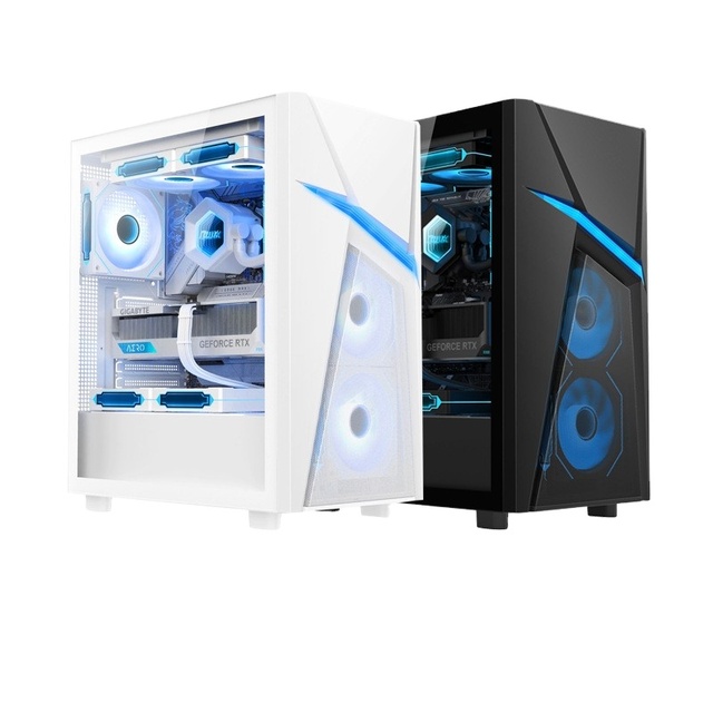 Cross-border Starry RGB Lighting 5mm Thickened SECC Plate Computer Case Desktop ATX Vertical Gaming Chassis Glass Side Panel