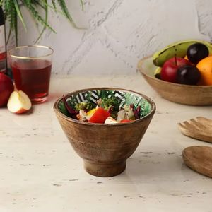 Cuencos de madera hechos a mano con cuchara y foak para utensilios de cocina Cuenco de madera multiusos Impresión a mano personalizada - Product Image 2