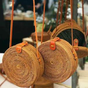 Hot <b>Sale</b> for Summer Vacation Rattan Bags for <b>Women</b> - Handmade Wicker Woven Purse Handbag Circle Boho Bag Bali - Product Image 5