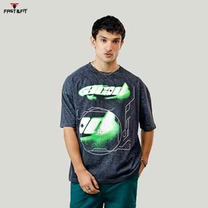 2025 Top Trending Custom Streetwear Tee Cotton Acid Wash T Shirt Oversized Screen Print Camisetas de manga corta para hombres - Product Image 4