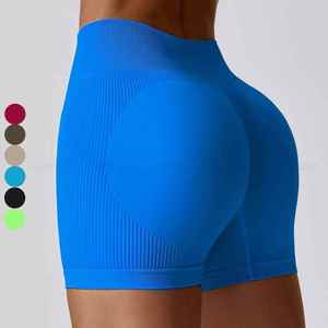 Taille haute Yoga Shorts Fitness vêtements de sport femmes sans couture Scrunch bout à bout Gym course entraînement Yoga femmes Biker Shorts - Product Image 5