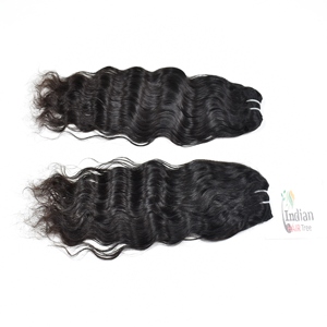 Extensions de cheveux vierges indiennes ondulées Remy 100% alignées sur les cuticules, non traitées, aspect naturel, Remy vierges noires, à vendre - Product Image 4