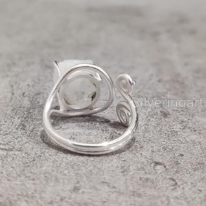 Anillo de Plata de Ley 925 con Piedra Lunar Arcoíris Natural, Ajustable, Regalo de Navidad, Joyería Hecha a Mano para Mujer - Product Image 6