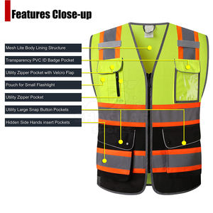 Chaleco de trabajo reflectante de alta calidad para trabajadores, precio al por mayor, chaleco de trabajo con logotipo personalizado. - Product Image 3