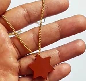 Collar de latón de 19 pulgadas hecho a mano, colgante de ágata roja, estrella de seis puntas tallada, taladro suave, joyería de calidad chapada en rodio para niñas - Product Image 4