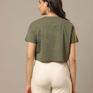 ผู้หญิงระบายอากาศผ้าฝ้ายพืชเสื้อยืดออกแบบเองระบายอากาศขายส่งราคาต่ําพืชเสื้อทีคุณภาพสูง - Product Image 4