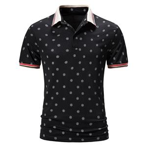 Popular 100% Cotton O-Neck Polo Shirt Short Sleeve Golf Tshirt in Formal Style <b>Knitted</b> Terry Fabric With Print <b>Pattern</b> - Product Image 1