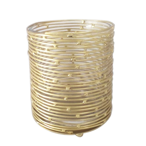 Lot de 3 bougeoirs ronds en verre et fer pour la décoration de la maison et de Noël - Product Image 3