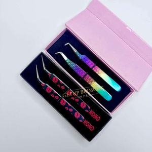Pince à épiler pour cils GETUP BROSONS IMPEX de haute qualité en acier inoxydable, plusieurs couleurs, pointe lisse, poignée diamantée, antimagnétique - Product Image 6