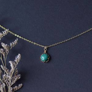 Malachite Naturelle pour Femme Collier avec Pendentif en Argent 925 Dainty Collier de Mariage à Empiler Cadeau pour Femme - Product Image 1
