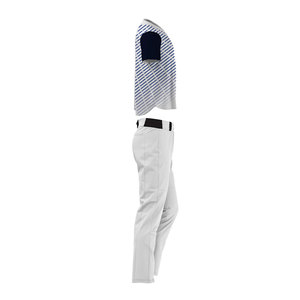Customized <b>Baseball</b> Uniform Jersey Men's Short Sleeve Striped Sublimated Breathable Polyester White Navy Red Team Name Front - Product Image 4