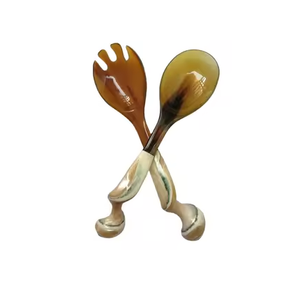 Set of 2 Horn Resin <b>Salad</b> <b>Spoon</b> Fork Handmade Cutlery Flatware for Kitchenware Tabletop Hotel Restaurant Bulk Use Ideal Tools - Product Image 5