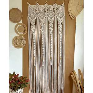 Bohemian Macrame <b>Wall</b> Curtain Rattan Art Decor for Living Room <b>Framed</b> Tassel Pattern Home Hanging Curtain and <b>Wall</b> Decoration - Product Image 2