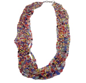 Collar llamativo de 10 líneas de cuentas brillantes de cristal hecho a mano - Product Image 4